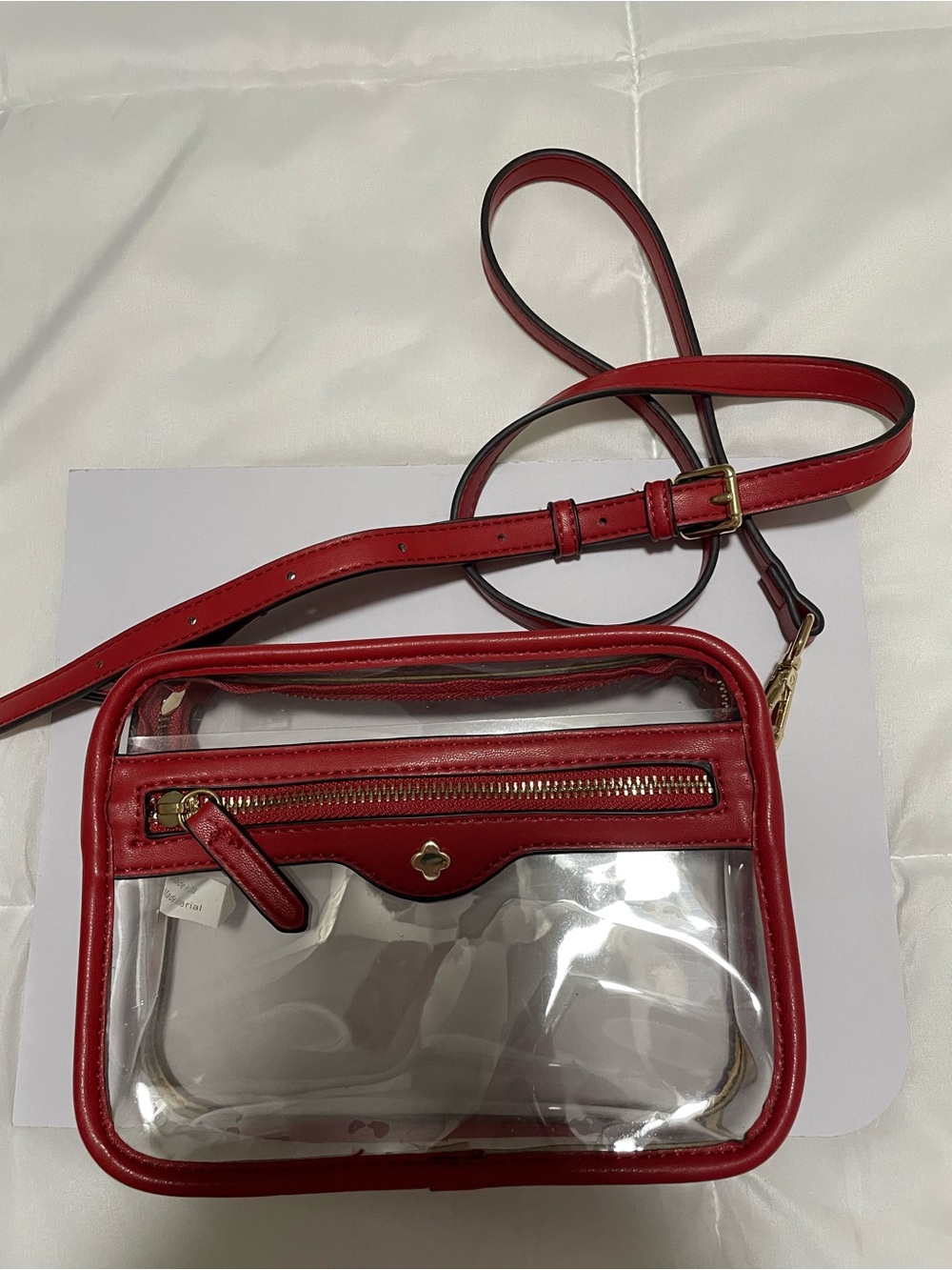 ANTONIO MELANI Clear Crossbody Bag with Red Trim